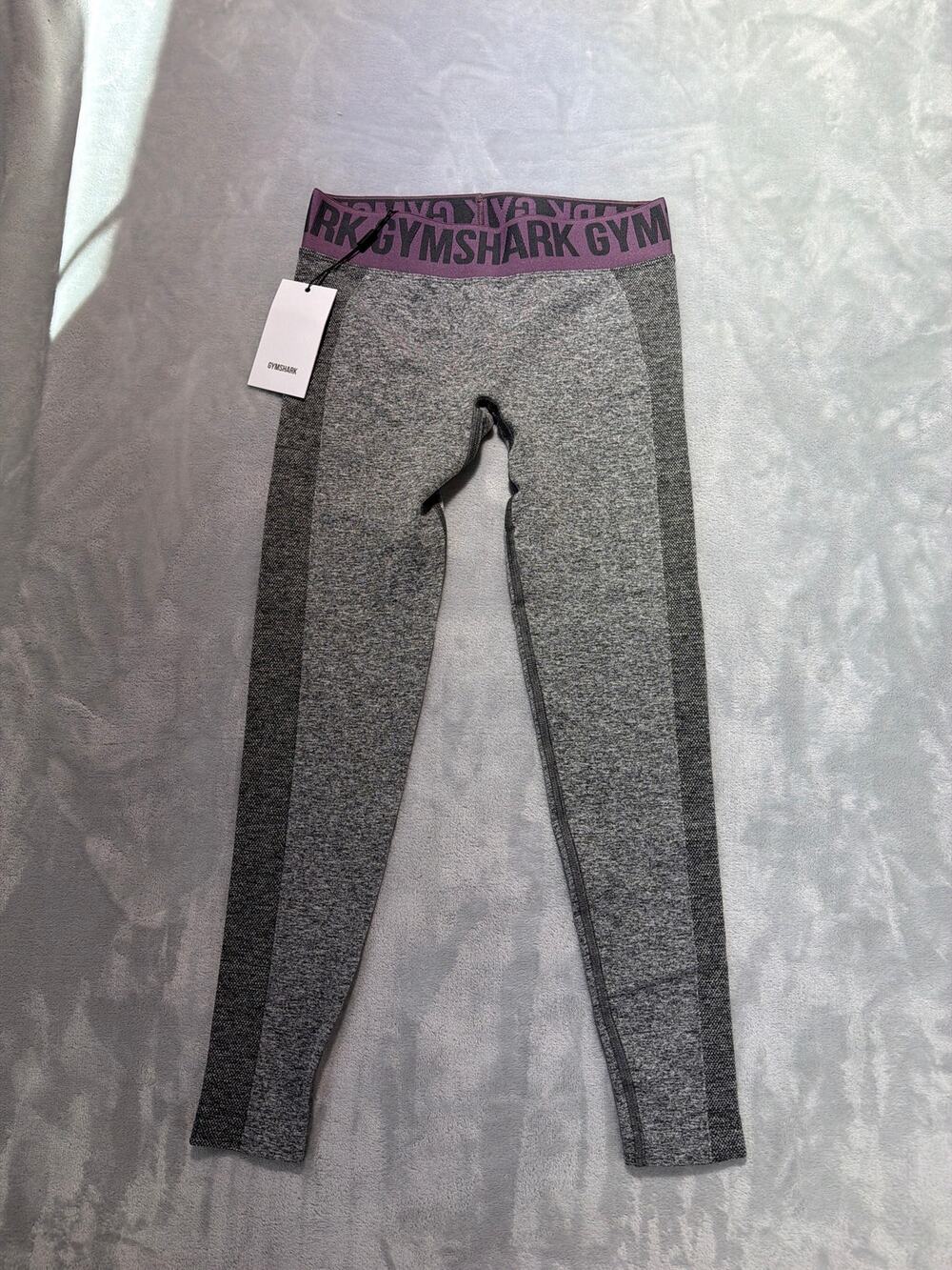 Gymshark Flex Low Rise Leggings Charcoal Marl Mallow Purple Womens Small NWT